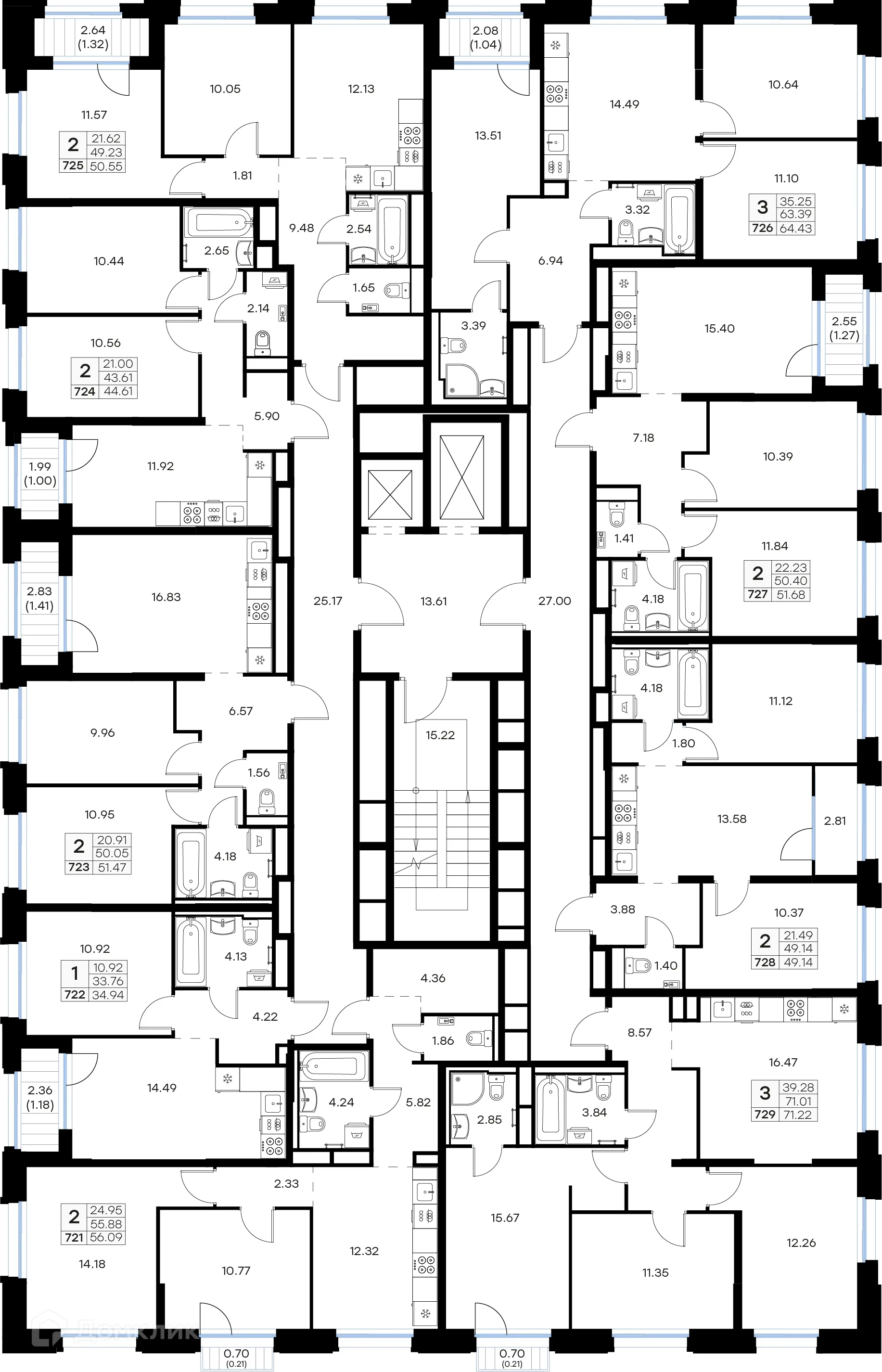 Планировка 3-комнатной квартиры 71.22 м² в Кольский, г. Мурманск — фото 2