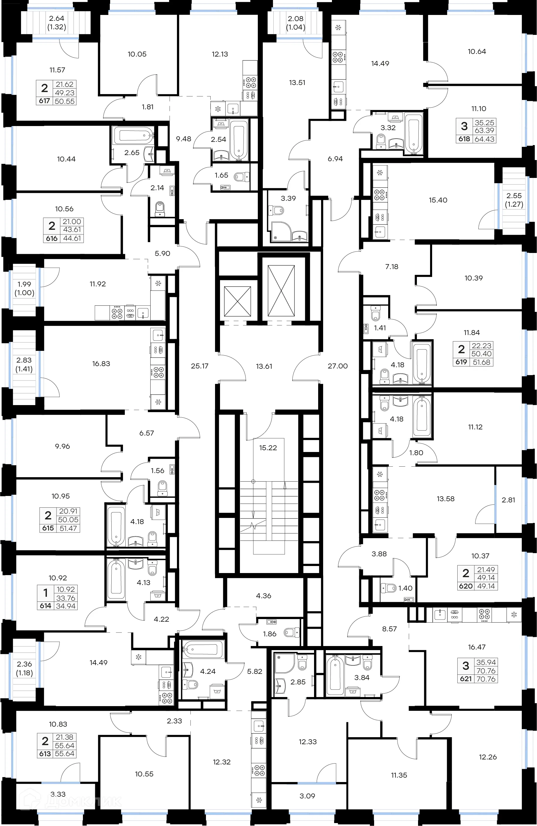 Планировка 2-комнатной квартиры 44.61 м² в Кольский, г. Мурманск — фото 2