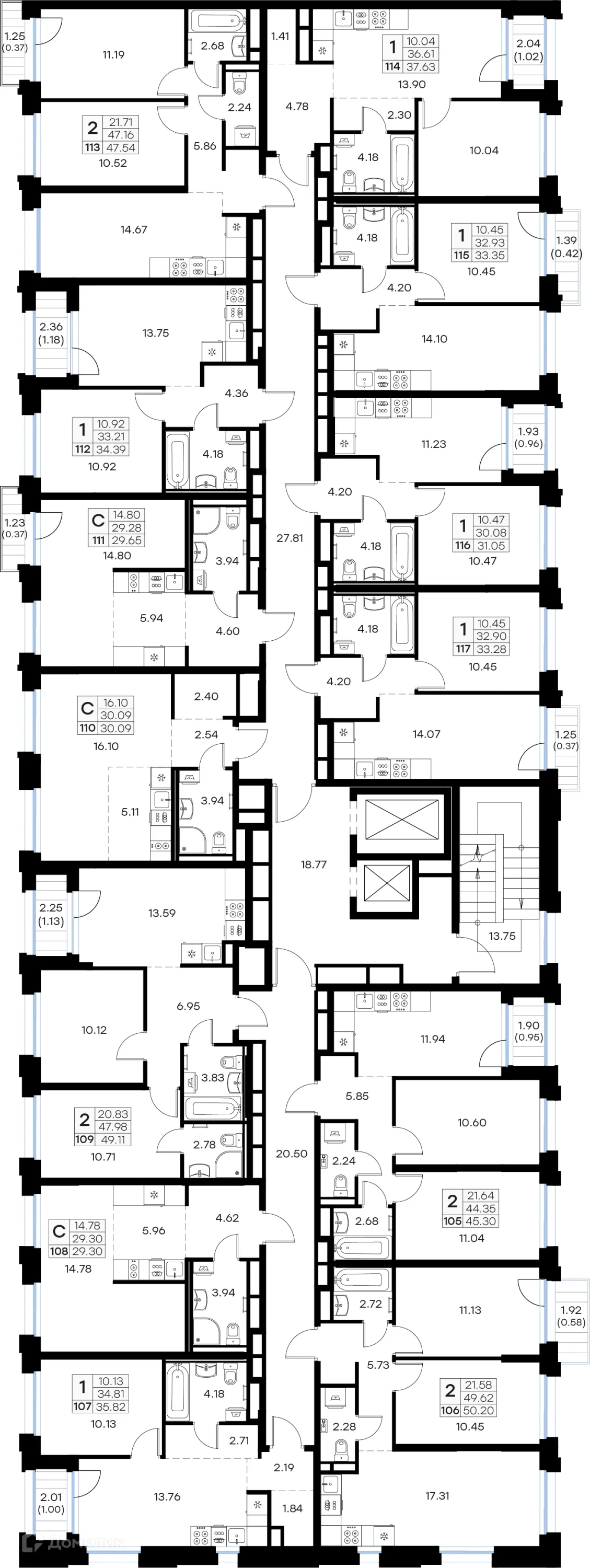 Планировка 1-комнатной квартиры 35.82 м² в Кольский, г. Мурманск — фото 2