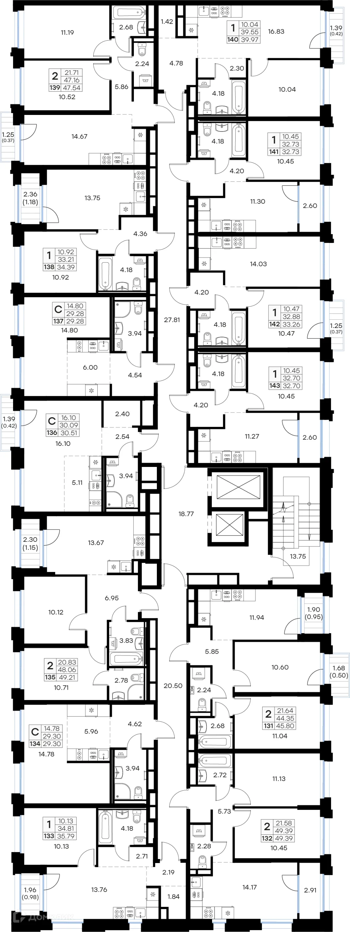 Планировка 1-комнатной квартиры 34.39 м² в Кольский, г. Мурманск — фото 2