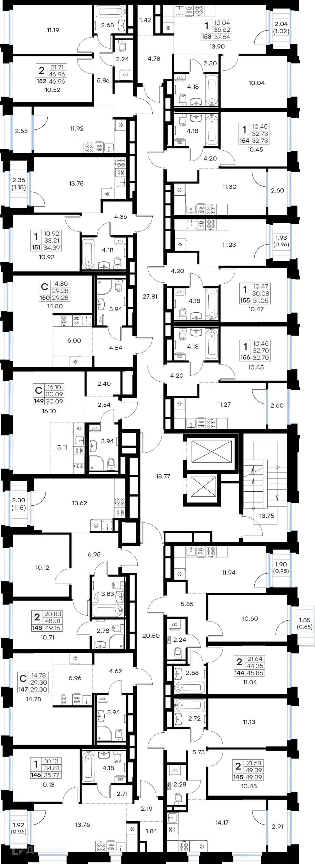 Планировка 1-комнатной квартиры 35.77 м² в Кольский, г. Мурманск — фото 2