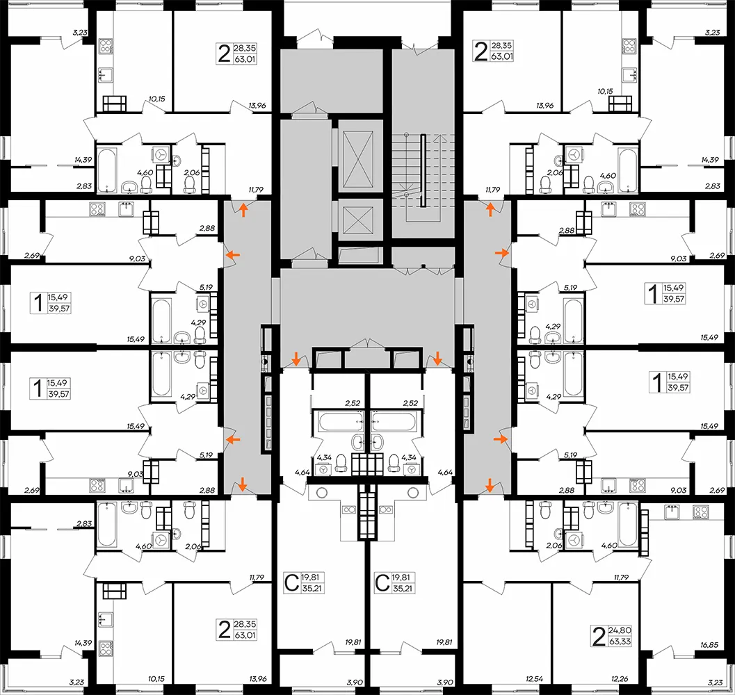 Планировка студии квартиры 35.21 м² в ЖК Северное Сияние, г. Мурманск — фото 2