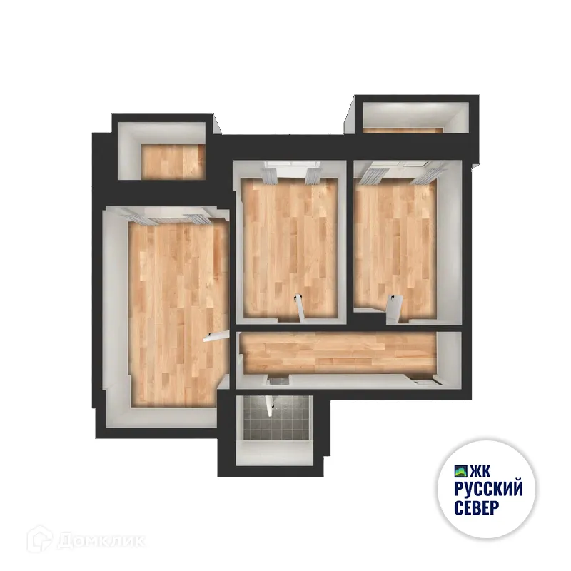 Планировка 2-комнатной квартиры 71.7 м² в ЖК РУССКИЙ СЕВЕР, г. Мурманск — фото 3