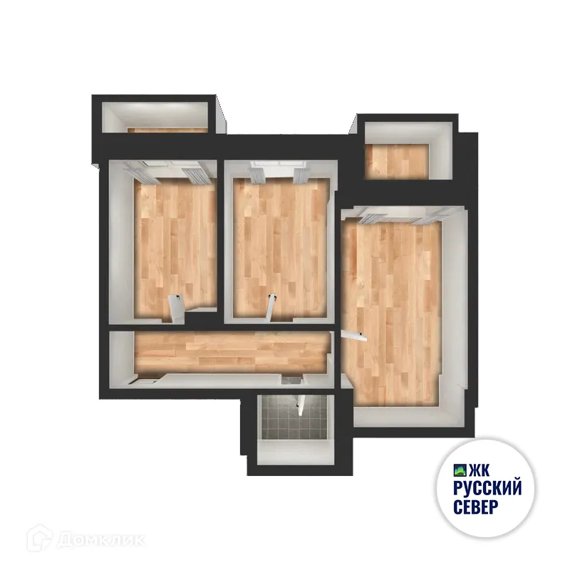 Планировка 2-комнатной квартиры 68 м² в ЖК РУССКИЙ СЕВЕР, г. Мурманск — фото 5