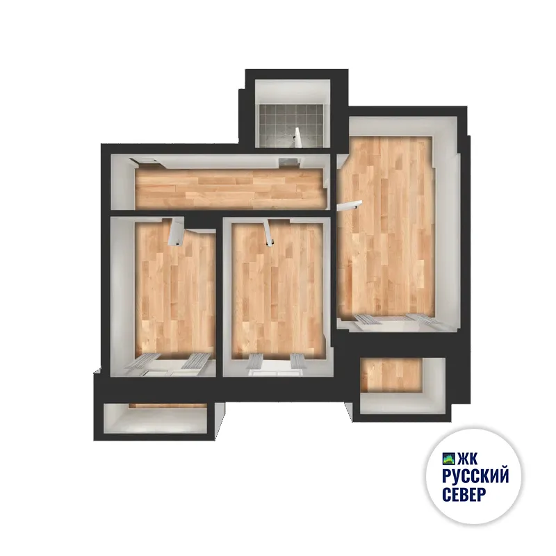 Планировка 2-комнатной квартиры 67.6 м² в ЖК РУССКИЙ СЕВЕР, г. Мурманск — фото 3