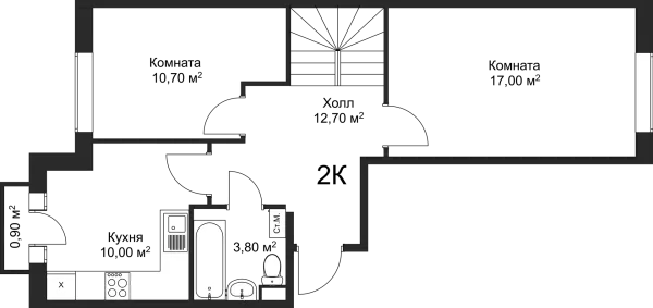 Планировка 2 комн. в ЖК Рахманинов