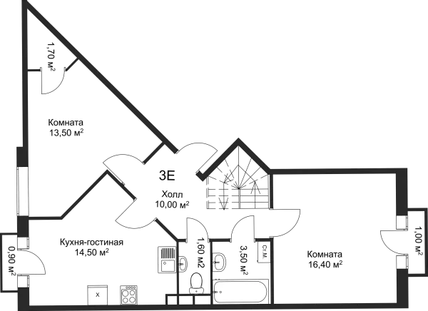 Планировка 2 комн. в ЖК Рахманинов