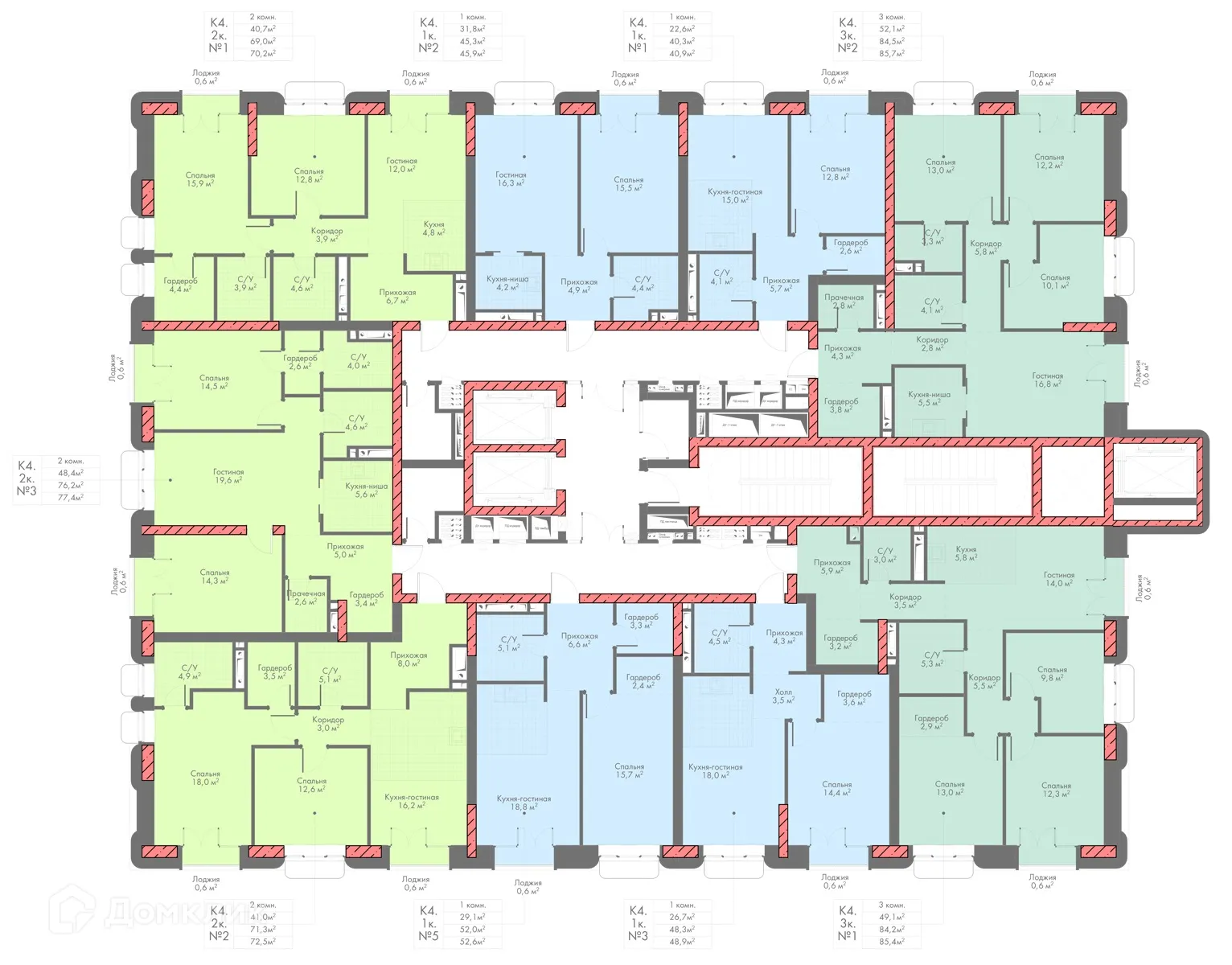 Планировка 2-комнатной квартиры 70.2 м² в Произведение, г. Владикавказ — фото 2