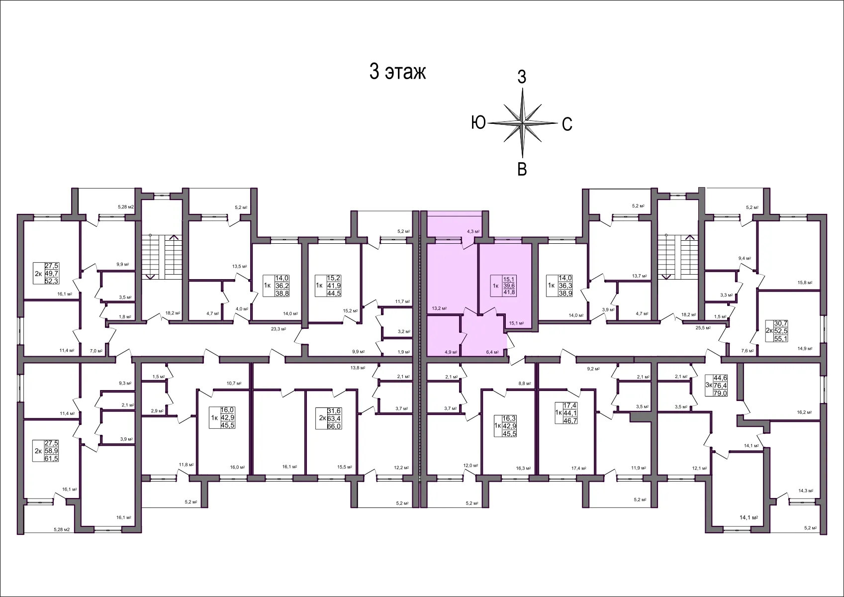 Планировка 1-комнатной квартиры 41.8 м² в Дубрава (40 га), г. Белгород — фото 2
