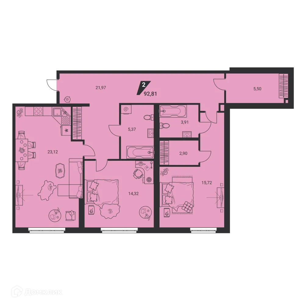 Фото квартиры в ЖК Дом на Ясной