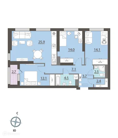 Фото квартиры в ЖК Азина 16