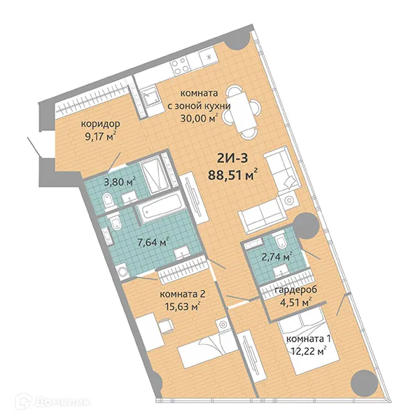 Фото квартиры в ЖК RE:VOLUTION TOWERS (Ревалюшион товерс)