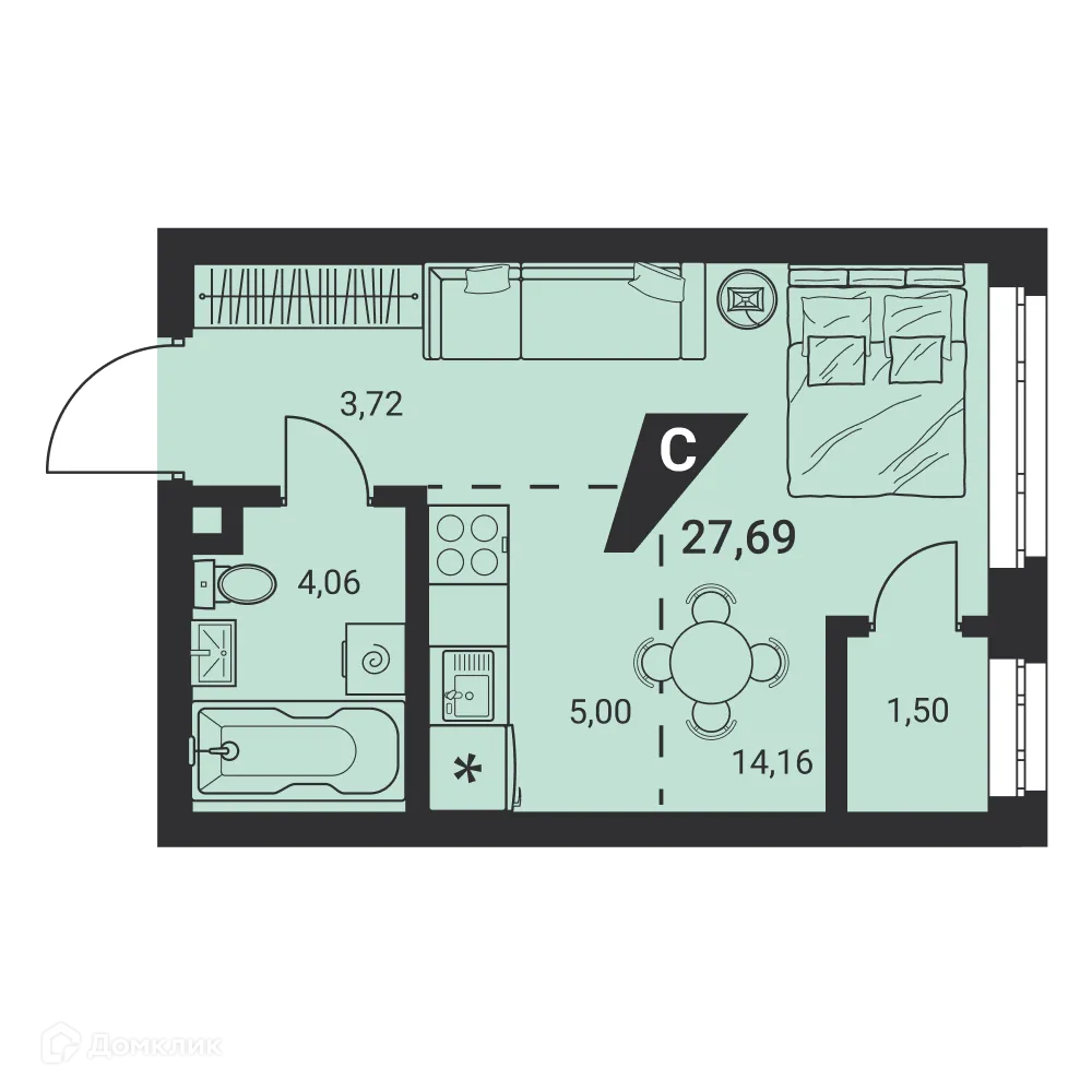 Фото квартиры в ЖК Жилые высотки H2O