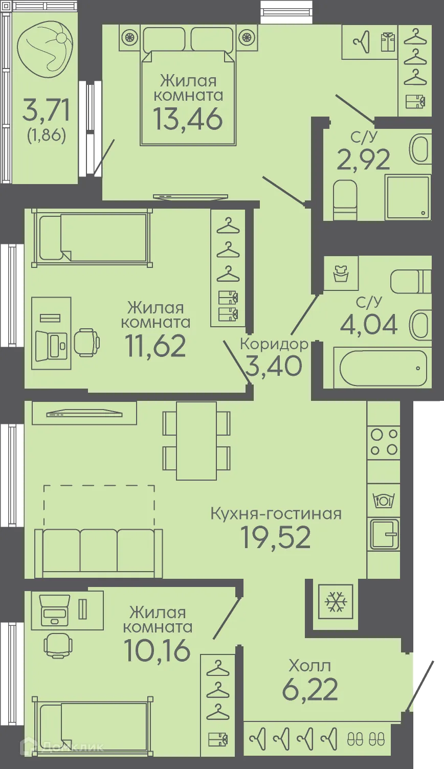 Фото квартиры в ЖК Новокольцовский