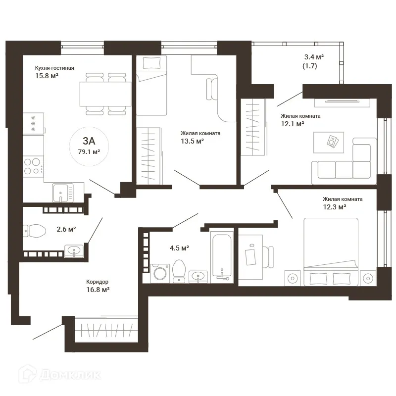 Фото квартиры в ЖК Южный сад