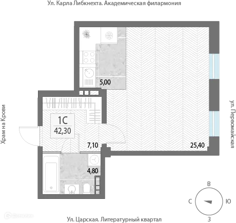 Фото квартиры в ЖК Клубный дом "Литературный"