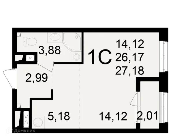 Планировка 1 комн. в ЖК Макроквартал "Свобода"