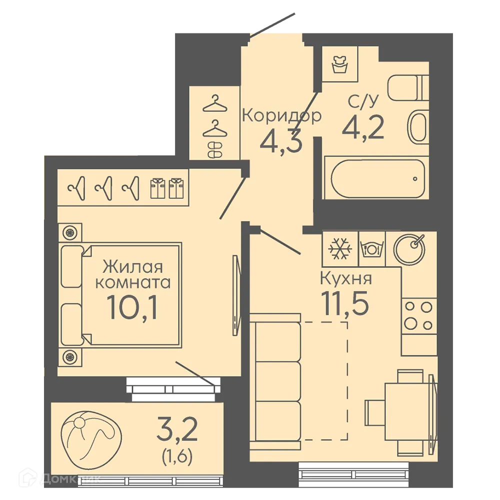 Фото квартиры в ЖК Новокольцовский