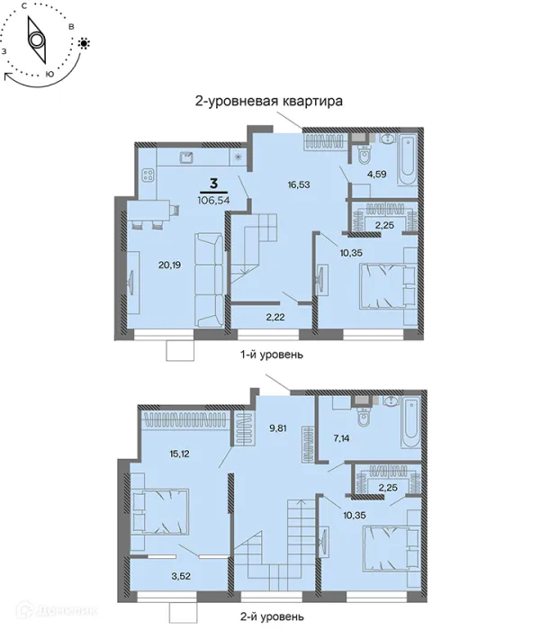 Планировка 3 комн. в Метропарк