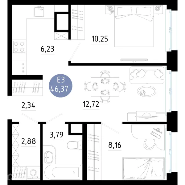 Планировка 2 комн. в Живи