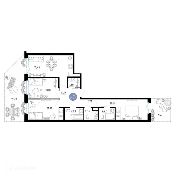 Планировка 3 комн. в Живи