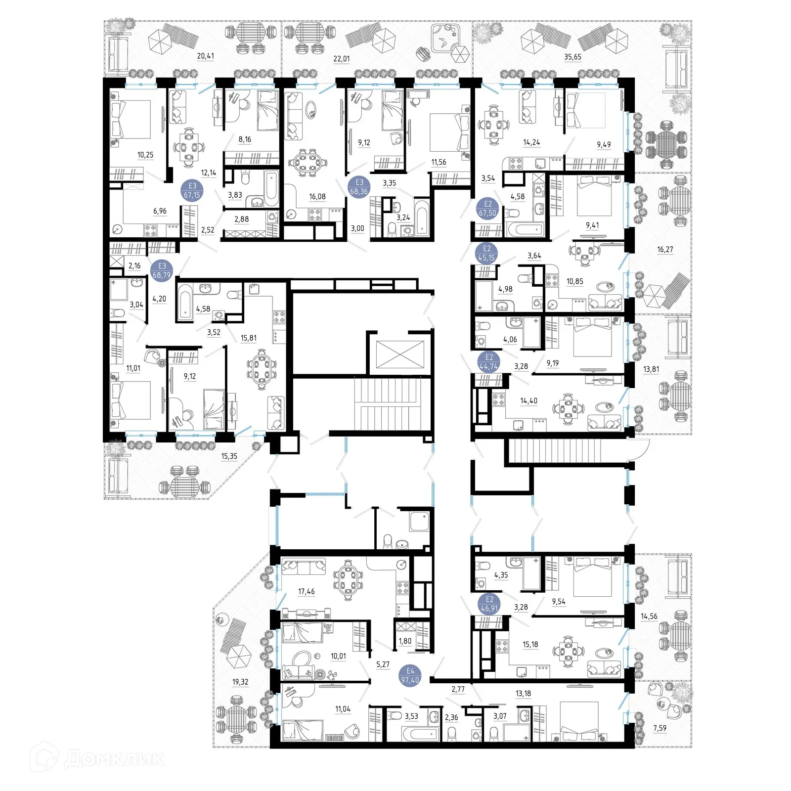 Планировка 3-комнатной квартиры 97.4 м² в Живи, г. Рязань — фото 2