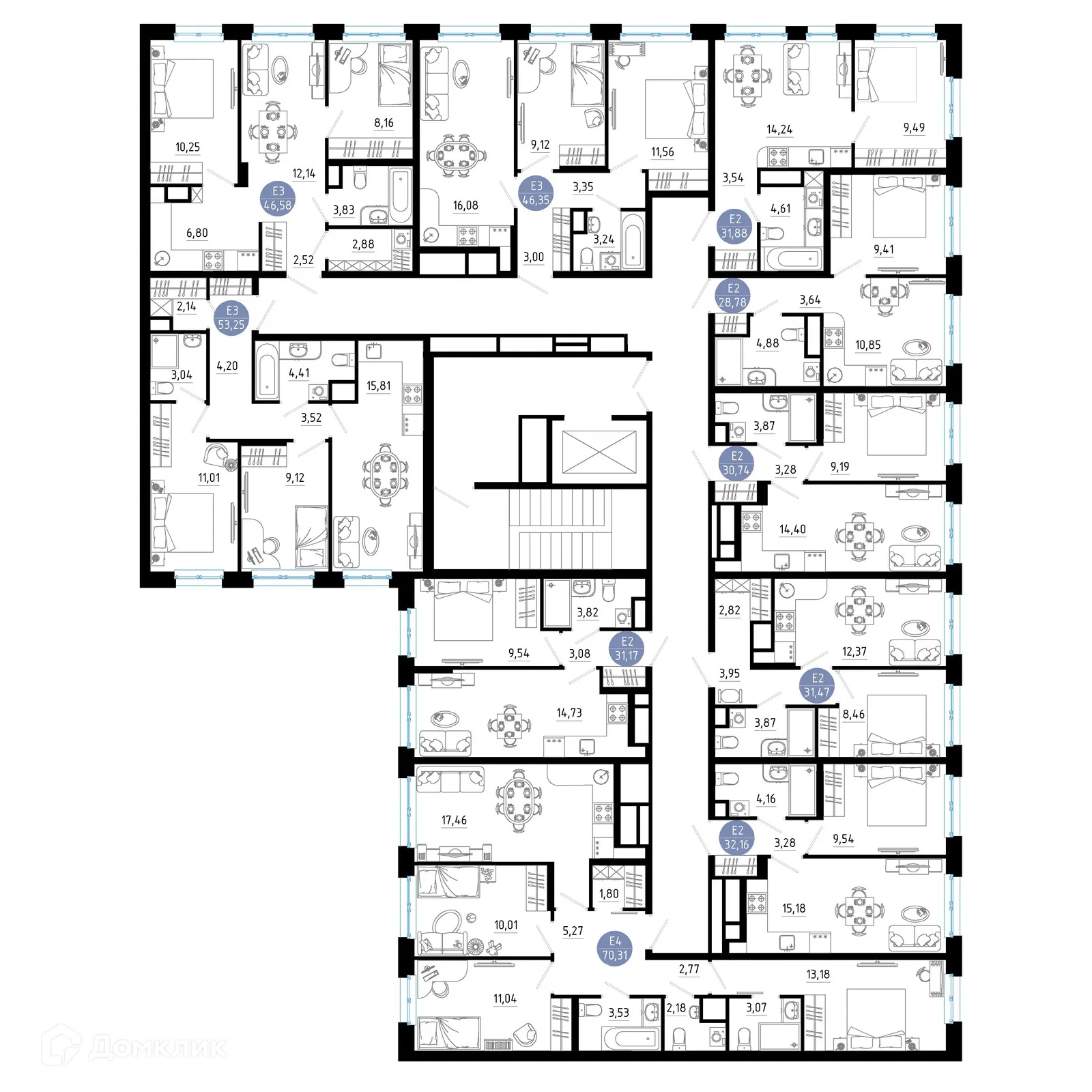 Планировка 2-комнатной квартиры 53.25 м² в Живи, г. Рязань — фото 2