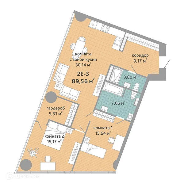 Фото квартиры в ЖК RE:VOLUTION TOWERS (Ревалюшион товерс)