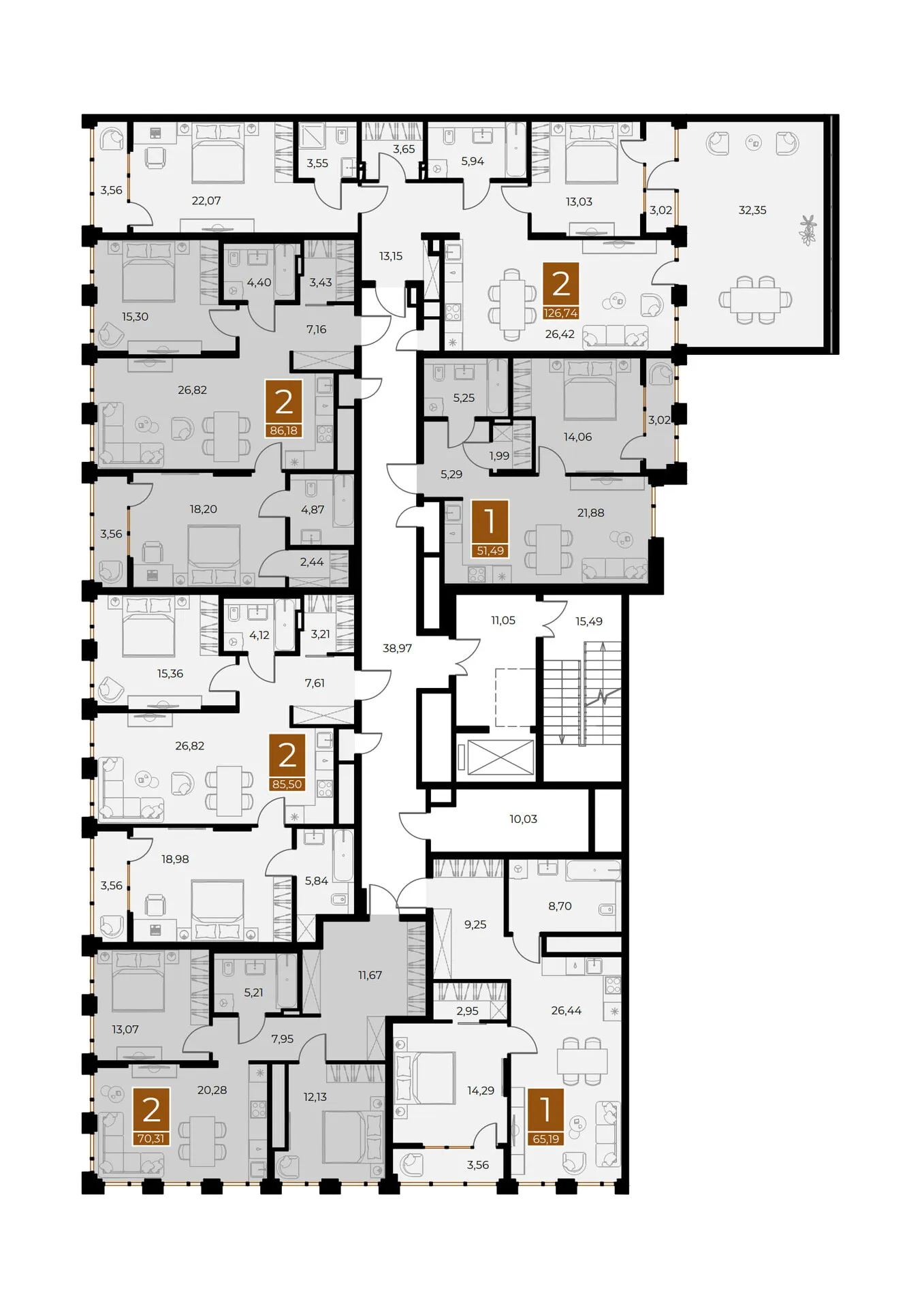Планировка 2-комнатной квартиры 85.5 м² в ЖК МЕДНЫЙ, г. Рязань — фото 38