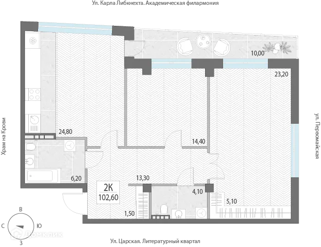 Фото квартиры в ЖК Клубный дом "Литературный"