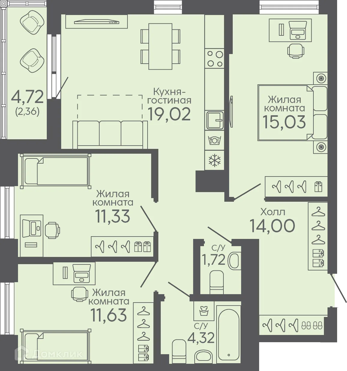 Фото квартиры в ЖК Новокольцовский
