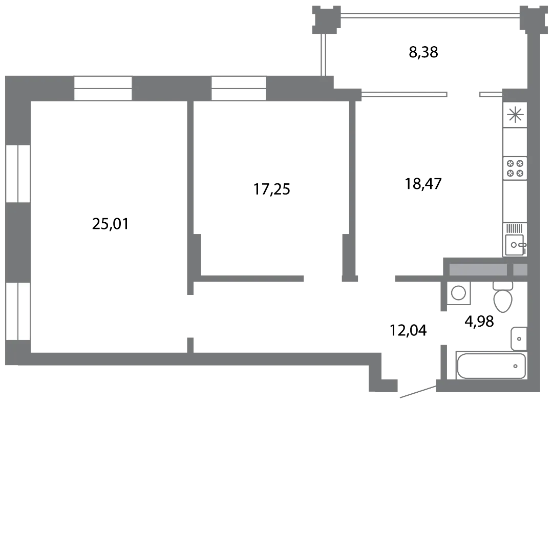 Планировка 2-комнатной квартиры 81.94 м² в ЖК Солотчинский квартал, г. Рязань — фото 2