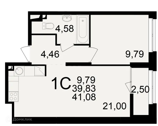 Планировка 1 комн. в ЖК"Новое измерение"