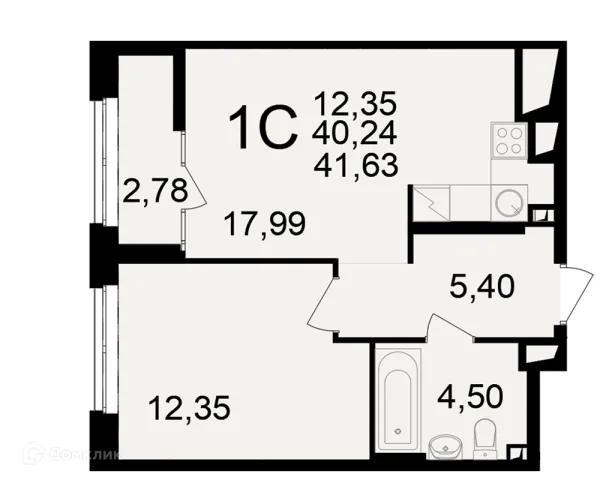 Планировка 1 комн. в ЖК"Новое измерение"