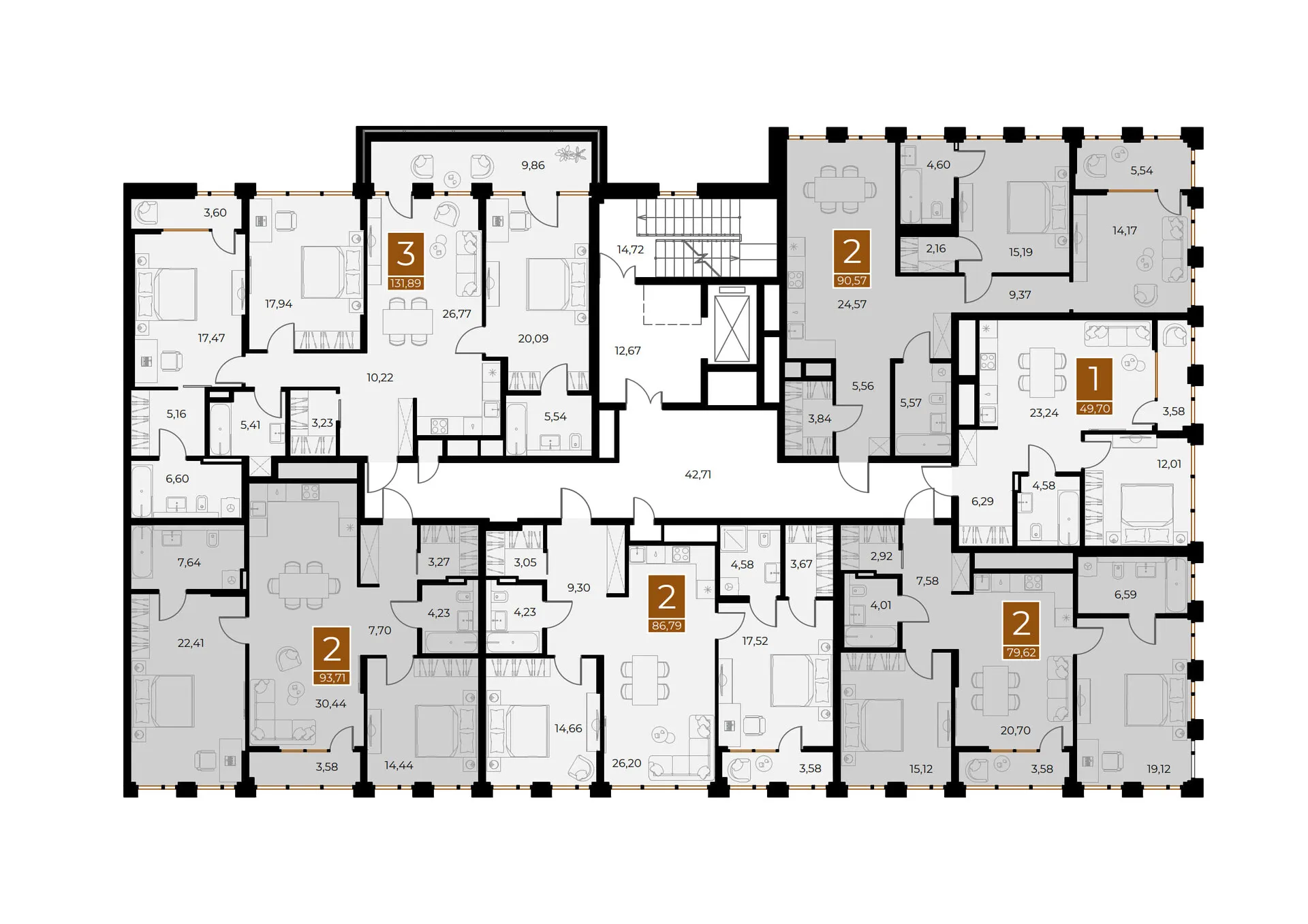 Планировка 2-комнатной квартиры 90.57 м² в ЖК МЕДНЫЙ, г. Рязань — фото 19