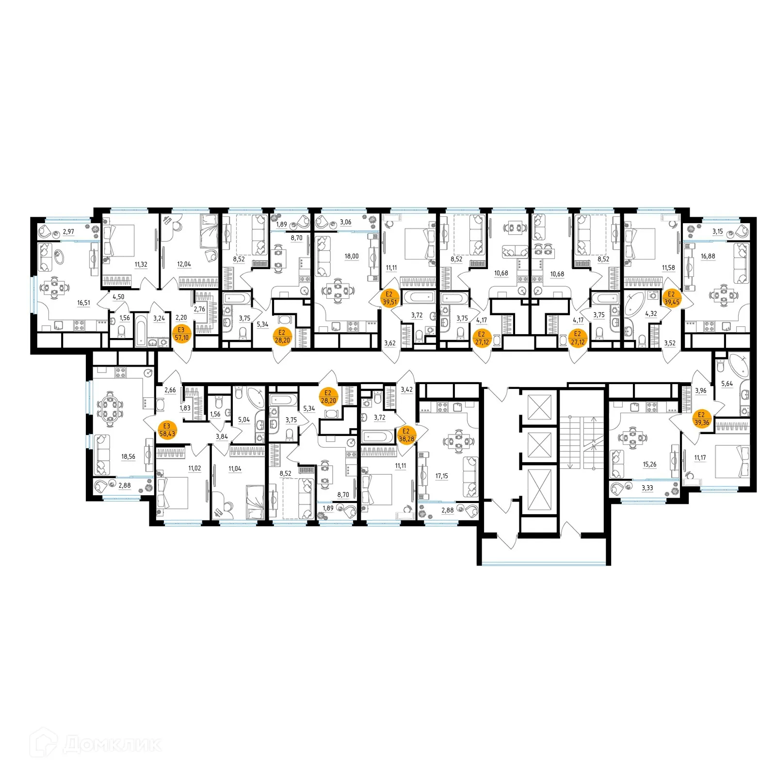 Планировка 1-комнатной квартиры 38.28 м² в ЖК Смарт Квартал ЦЕНТРАЛЬНЫЙ, г. Рязань — фото 2