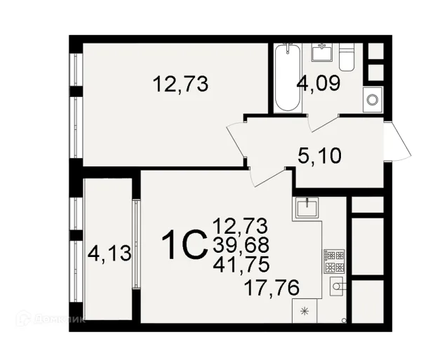 Планировка 1 комн. в ЖК "Открытие"
