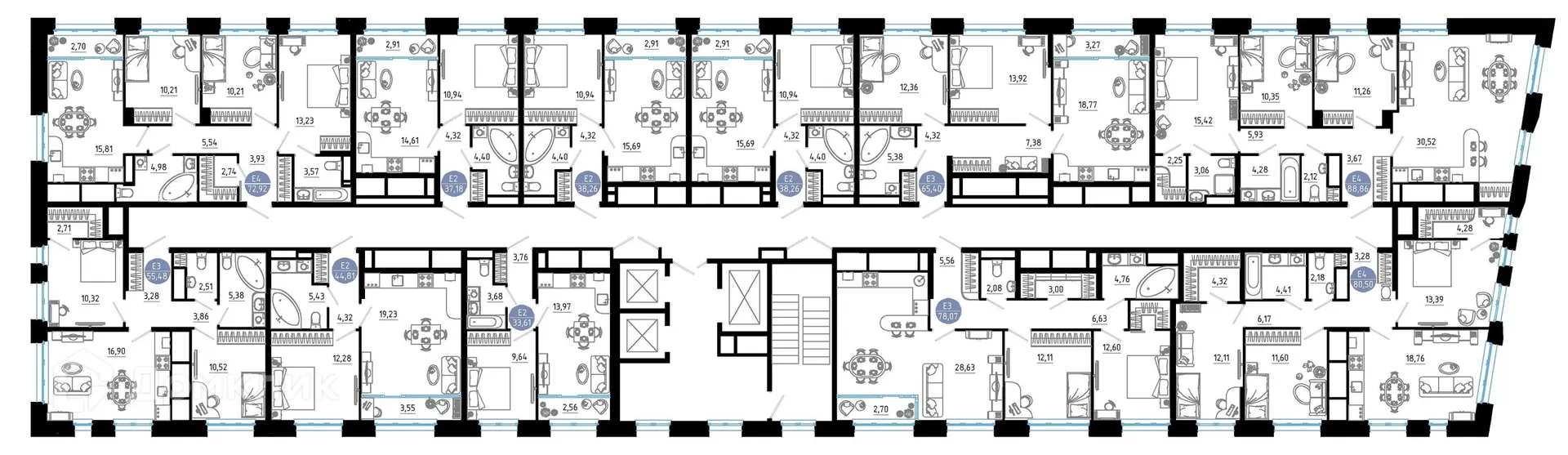 Планировка 3-комнатной квартиры 80.5 м² в ЖК РОЩА, г. Рязань — фото 2