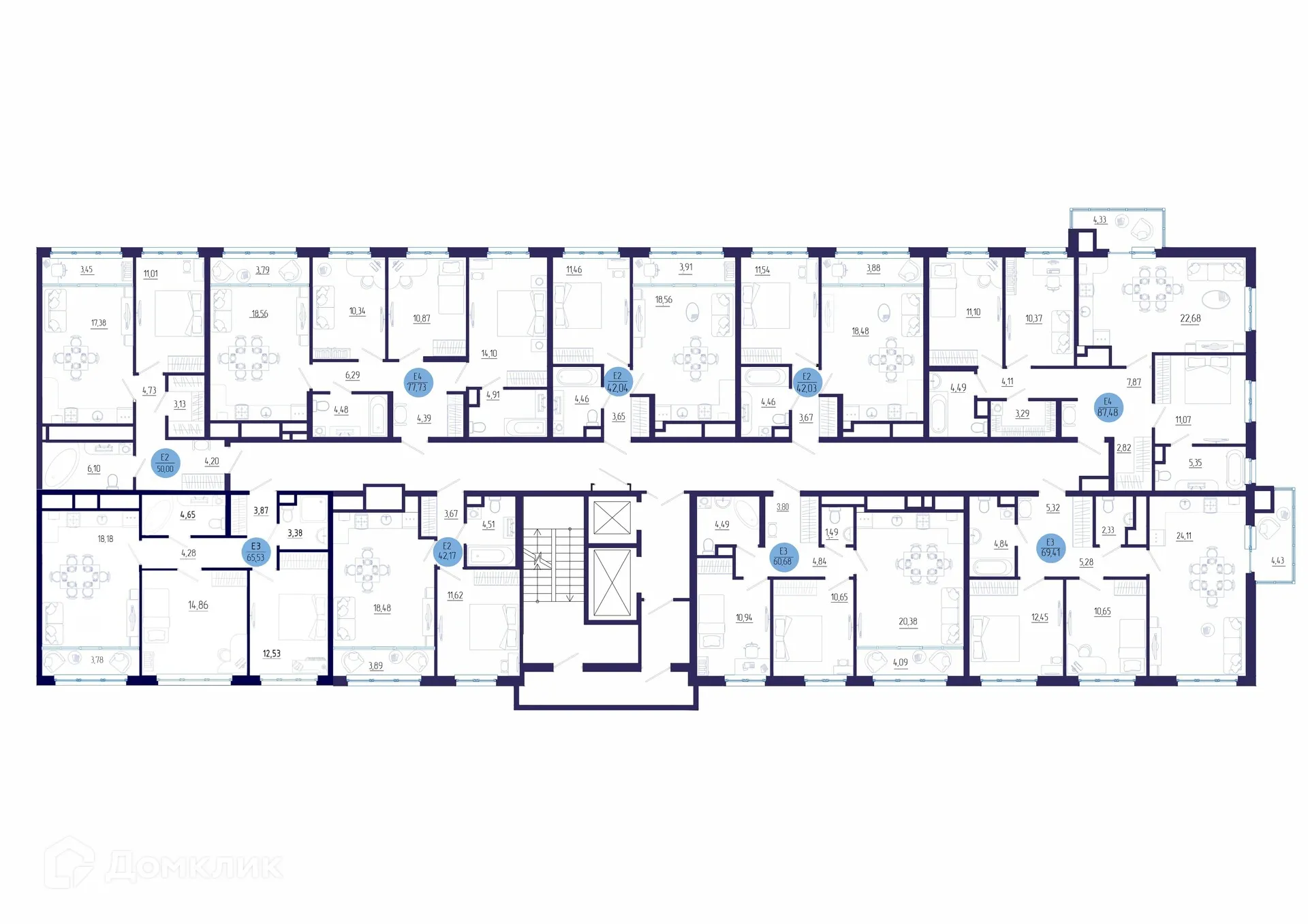 Планировка 2-комнатной квартиры 65.53 м² в ЖК Бульвар оптимистов, г. Дядьково — фото 2