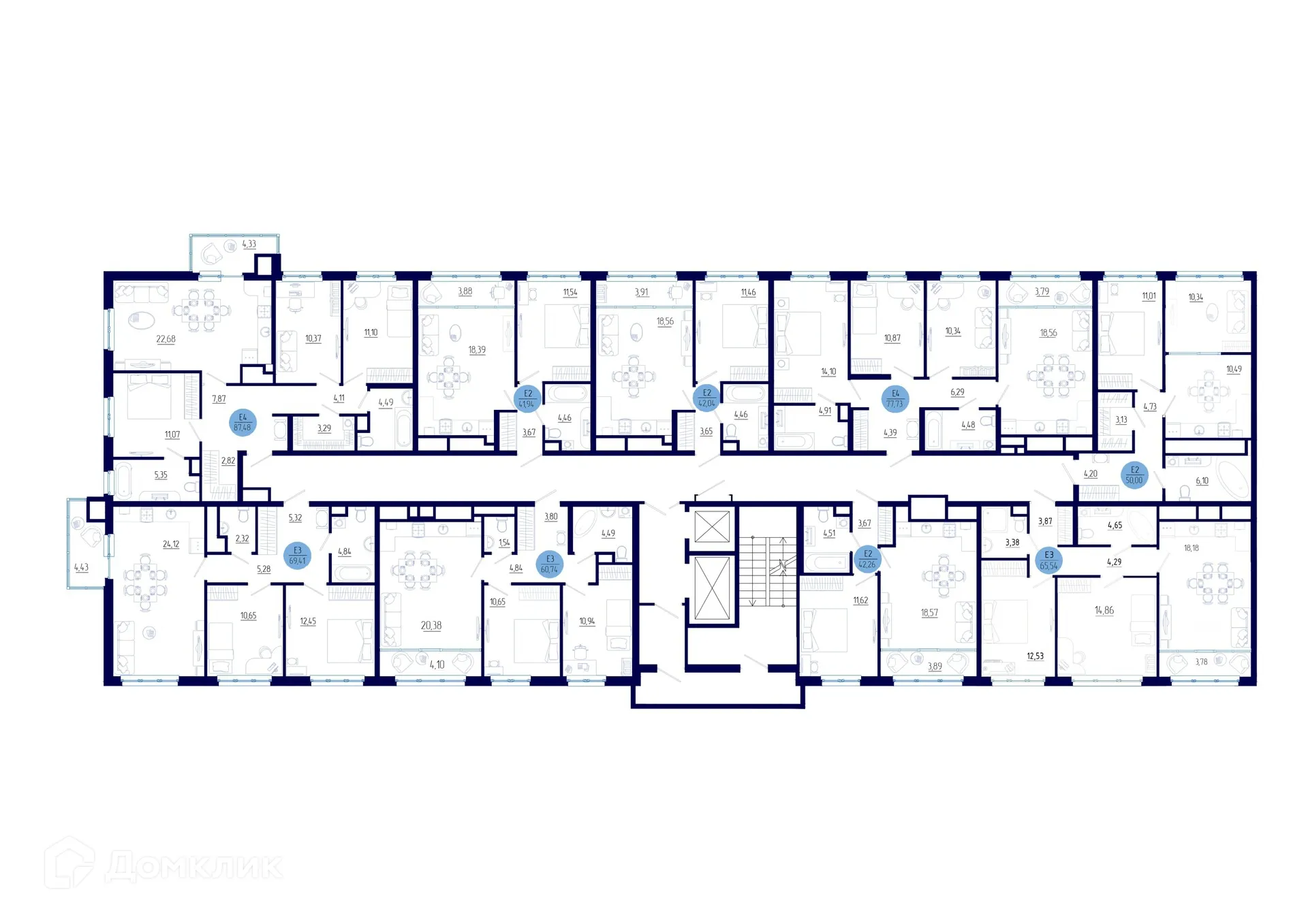 Планировка 2-комнатной квартиры 60.44 м² в ЖК Бульвар оптимистов, г. Дядьково — фото 2