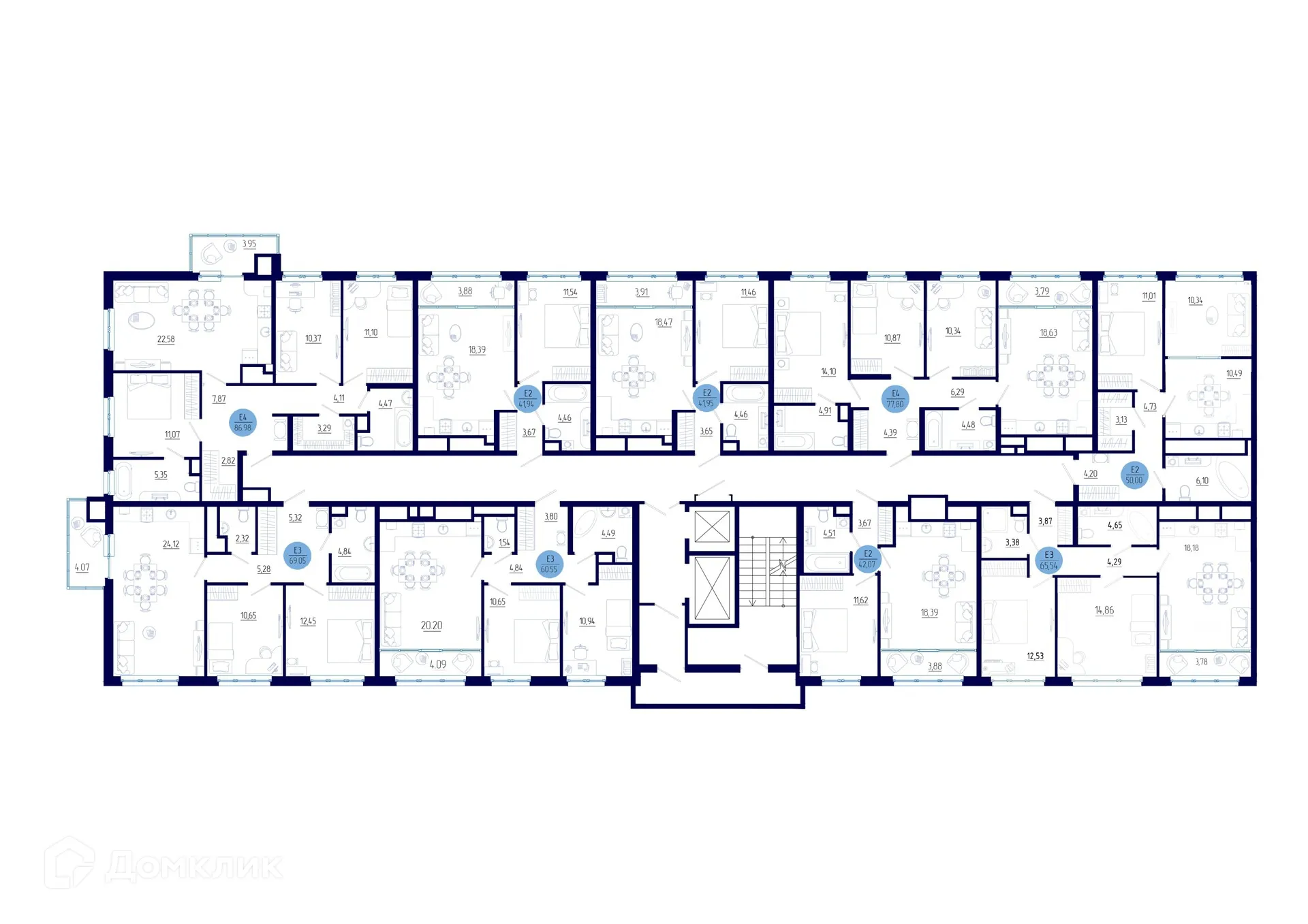 Планировка 2-комнатной квартиры 69.05 м² в ЖК Бульвар оптимистов, г. Дядьково — фото 2