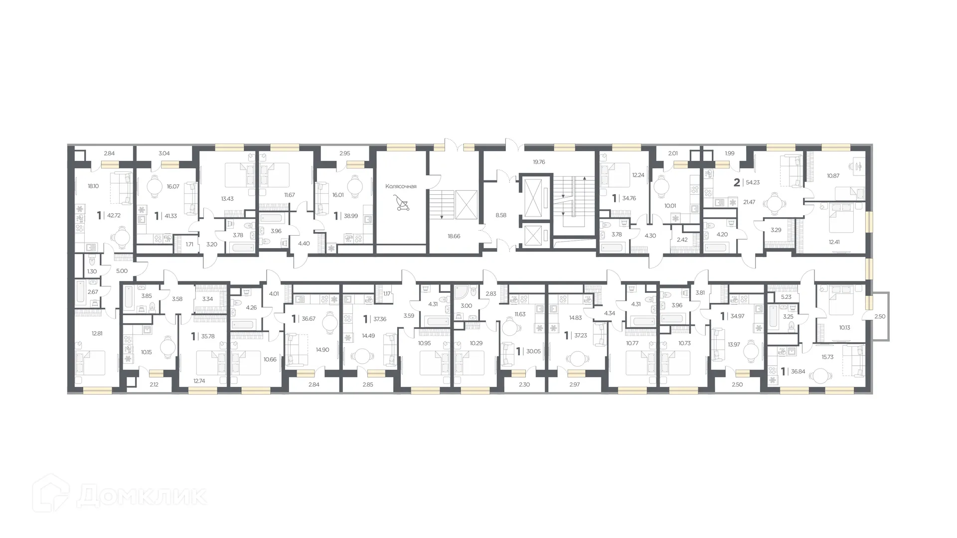 Планировка 1-комнатной квартиры 36.84 м² в Новые Горизонты, г. Дядьково — фото 2