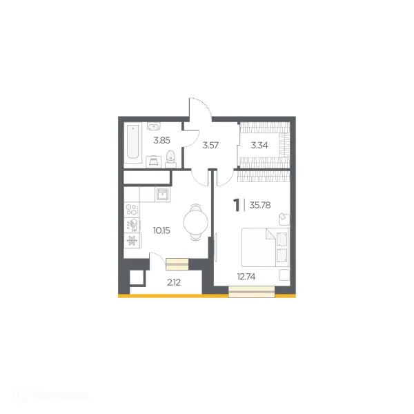 Планировка 1 комн. в Новые Горизонты