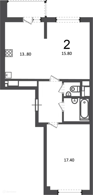 Планировка 2 комн. в Кусковская ул., д. 12/1 (Московские кварталы)
