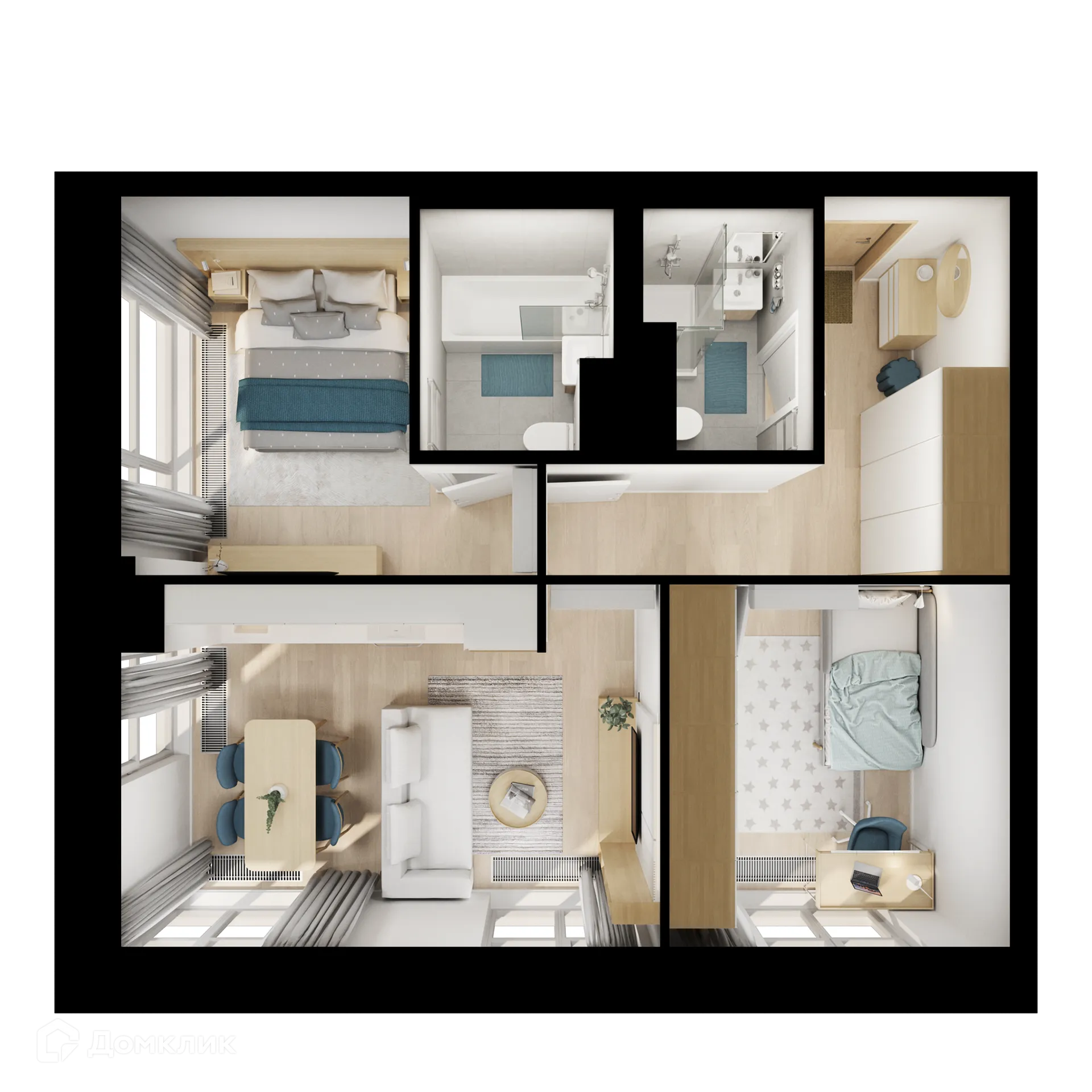 Планировка 2-комнатной квартиры 50.9 м² в ЖК 2-й Иртышский, г. Москва — фото 2