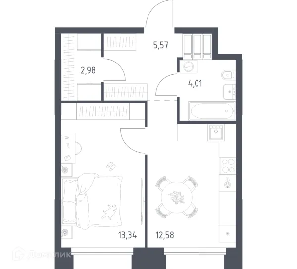 Планировка 1 комн. в МФК Тропарево Парк