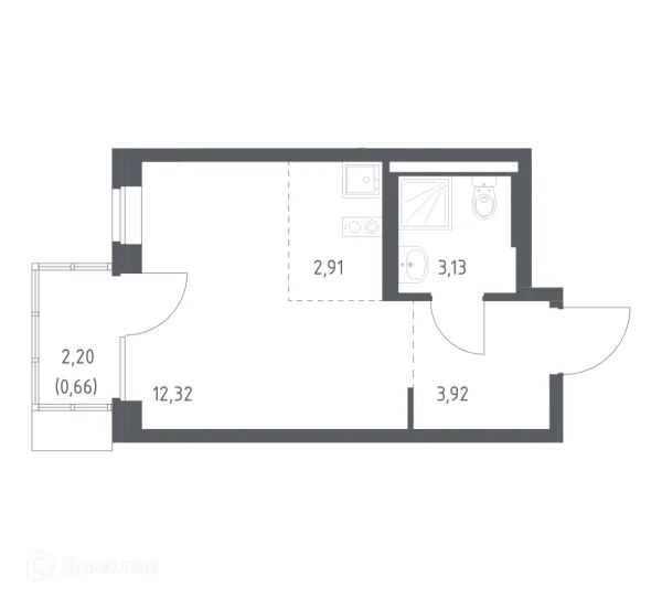 Планировка Студия в ЖК Подольские кварталы