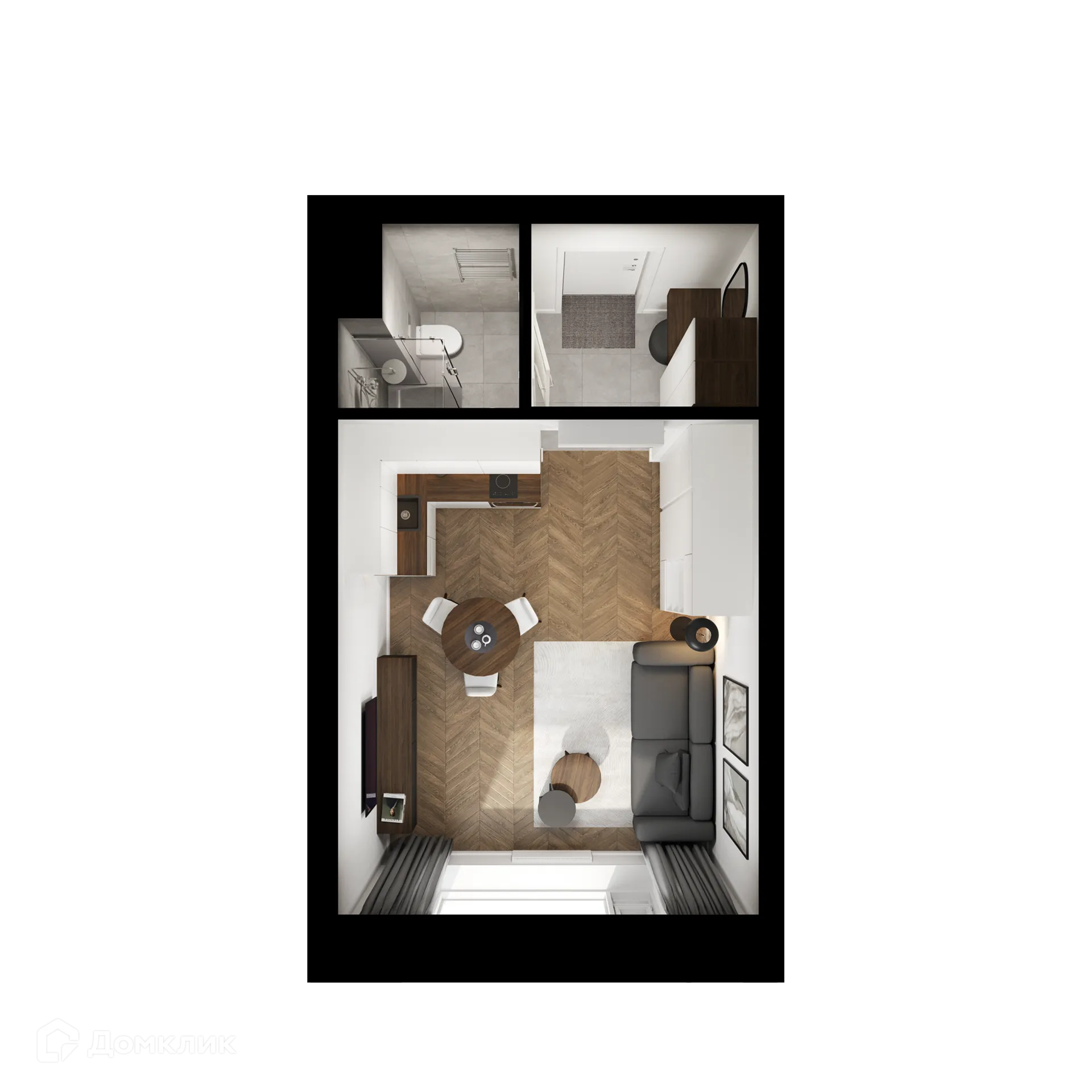 Планировка студии квартиры 25.2 м² в ЖК Полар, г. Москва — фото 1