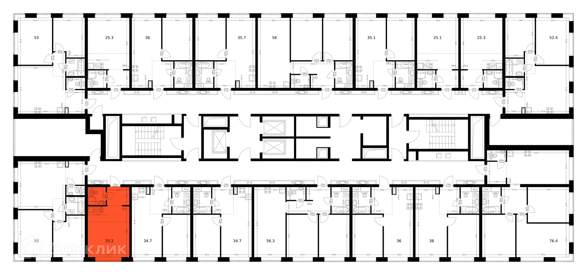 Планировка студии квартиры 25.2 м² в ЖК Полар, г. Москва — фото 2