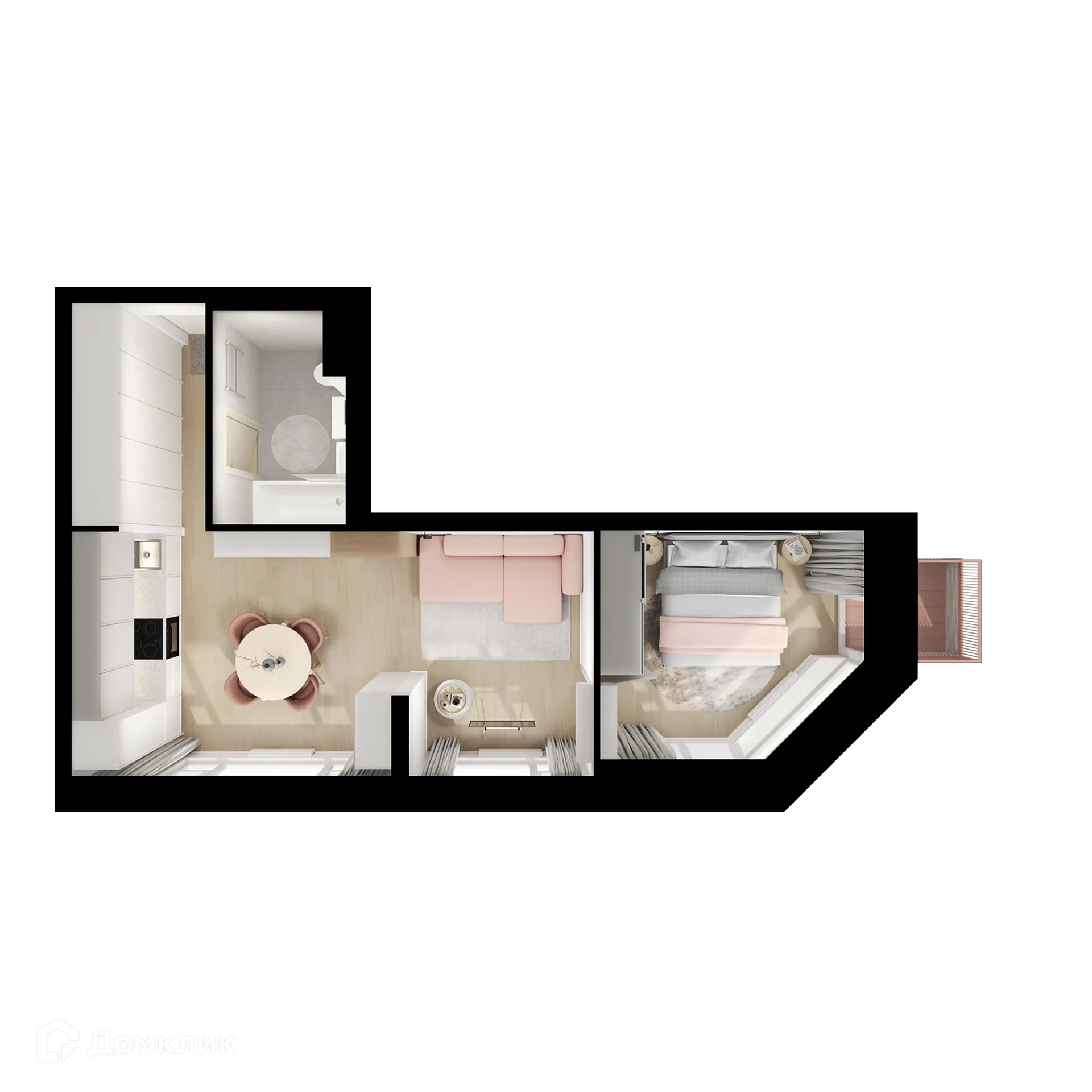 Планировка 1-комнатной квартиры 41.3 м² в ЖК Кавказский бульвар 51, г. Москва — фото 2